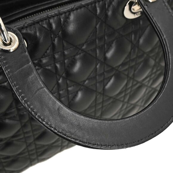 Christian Dior Black Lambskin Lady Dior Cannage 2way Handbag 05-MA-1102 115880 - Picture 2 of 10